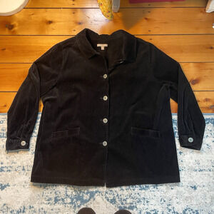Oversized Corduroy Jacket 1X 22/24 Woman Within Boho Chore Style Black